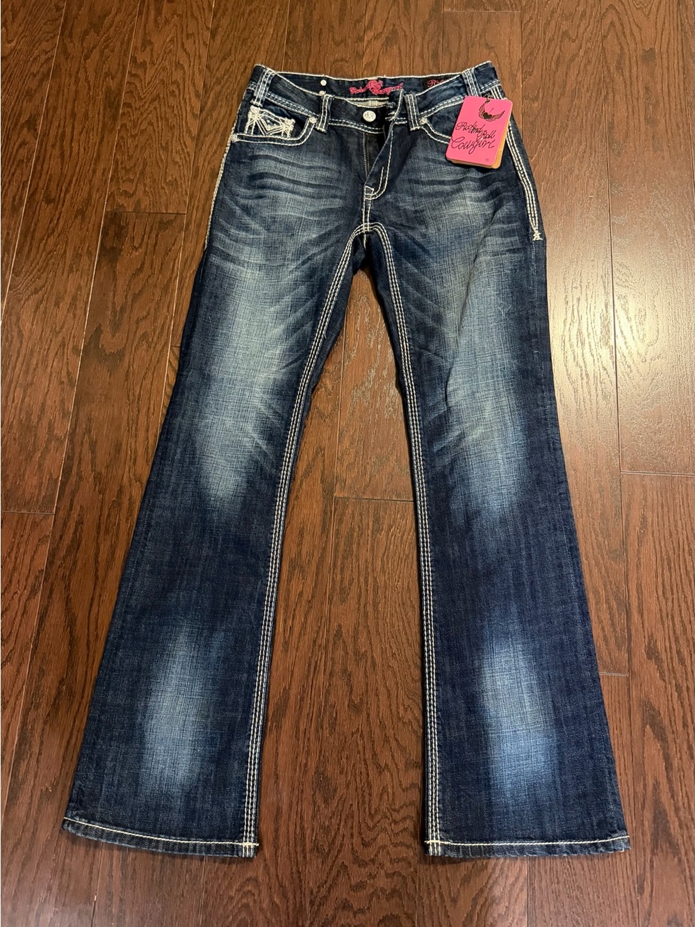 Rock & Roll Slim Dark Blue Faded Flare Jeans, NWT, W29/L34
